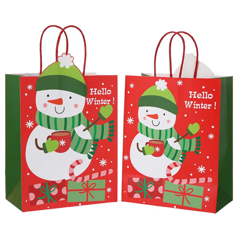 Shaped Snowman Christmas Kraft Paper Handle Bag
