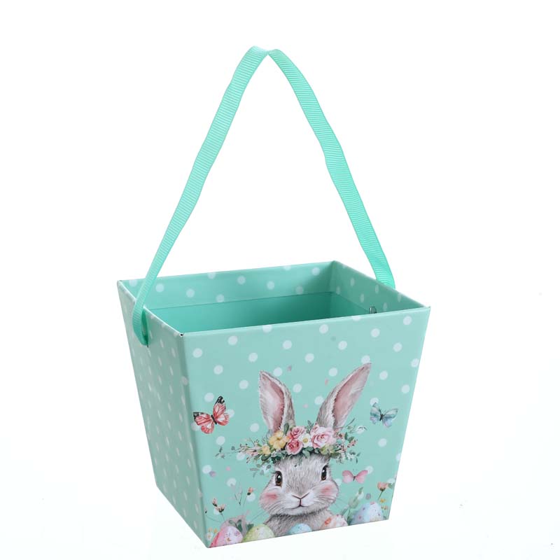 Easter Green Bunny Treat Box with Ribbon Handle