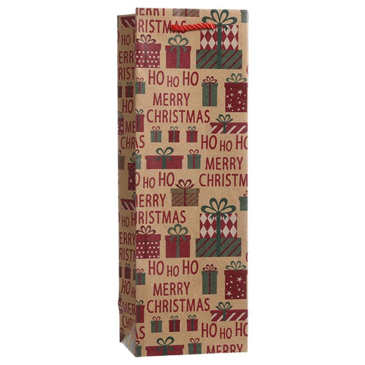 Kraft Merry Christmas Wine Bottle Bag
