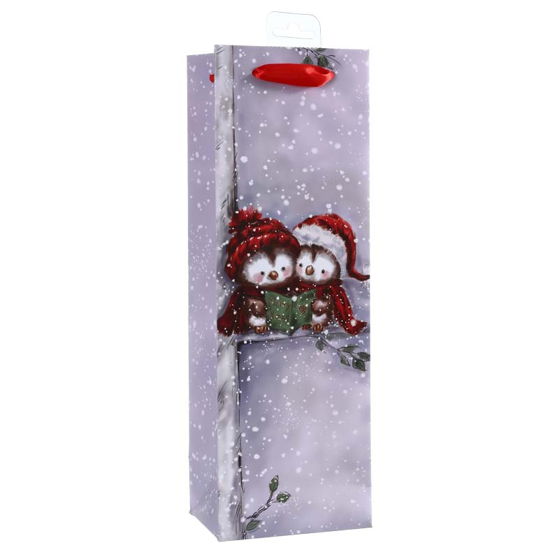 Snowy Carolers Christmas Wine Gift Bag