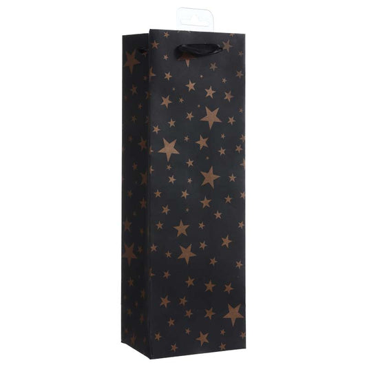 Golden-Star Printing Black Wine Bottle Gift Bag