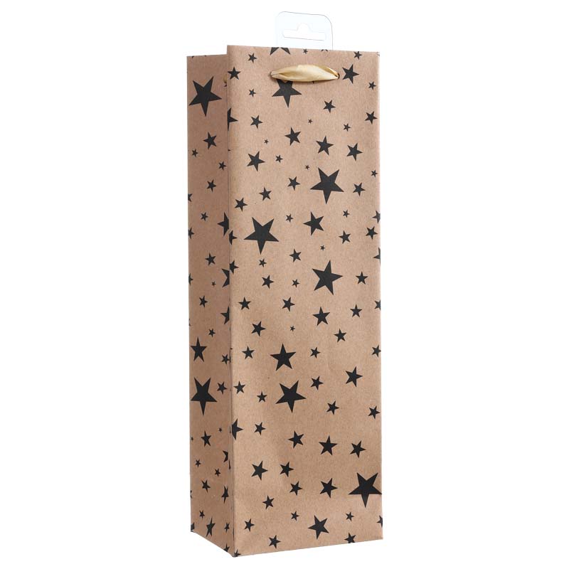 Kraft Christmas Star Paper Wine Bag