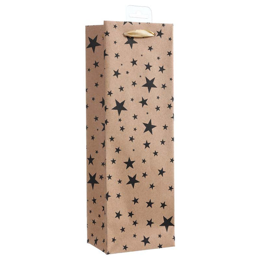 Kraft Christmas Star Paper Wine Bag