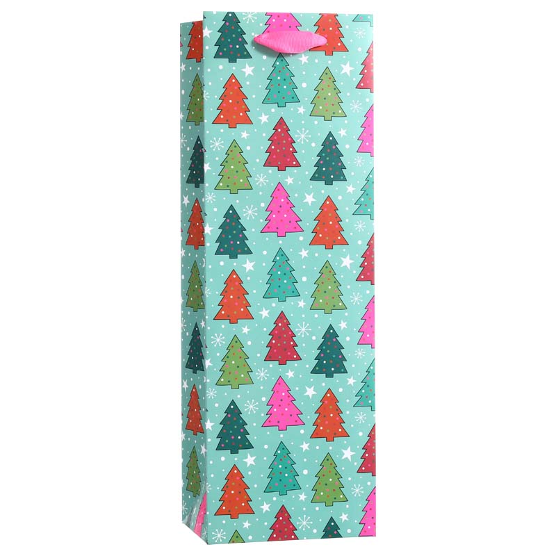 Colorful Christmas Tree Paper Wine Bag