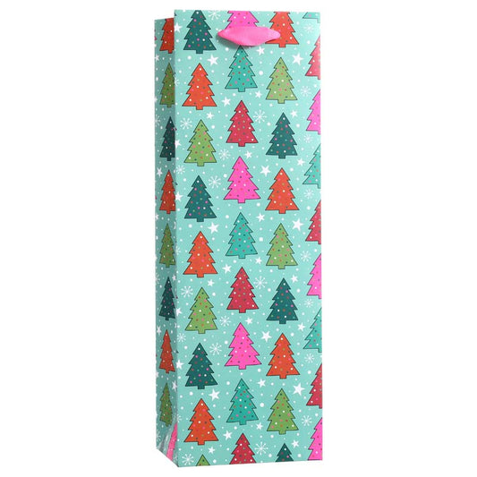 Colorful Christmas Tree Paper Wine Bag
