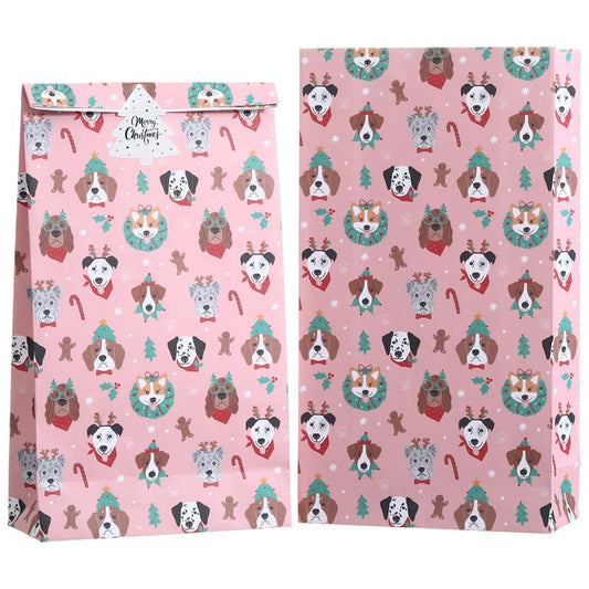 2pcs Party Favor Bags with Santa Pups & Sticker