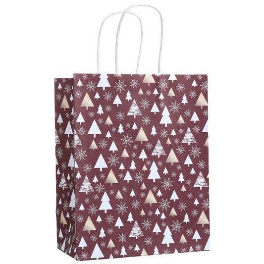 Christmas Snowy Pines Paper Handle Kraft Bag