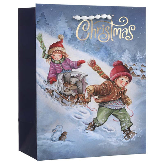 Hot-stamping Christmas Sledding Fun Paper Gift Bag
