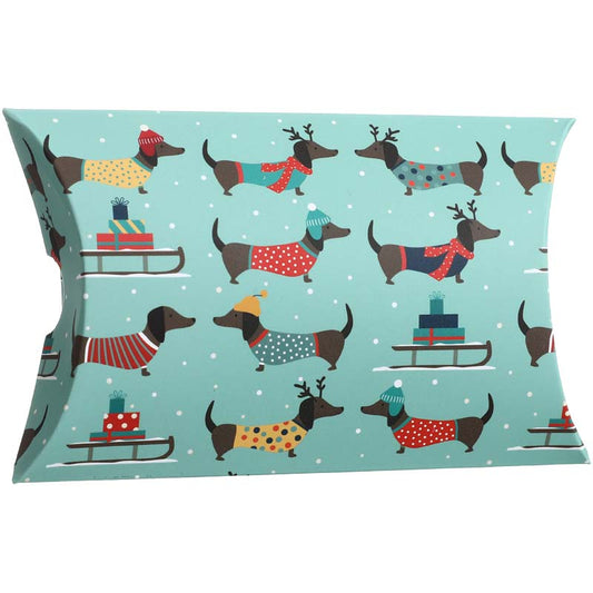 Festive Sausage Dog Pillow Box