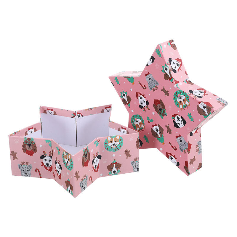Star-shaped Gift Box with Santa Pups