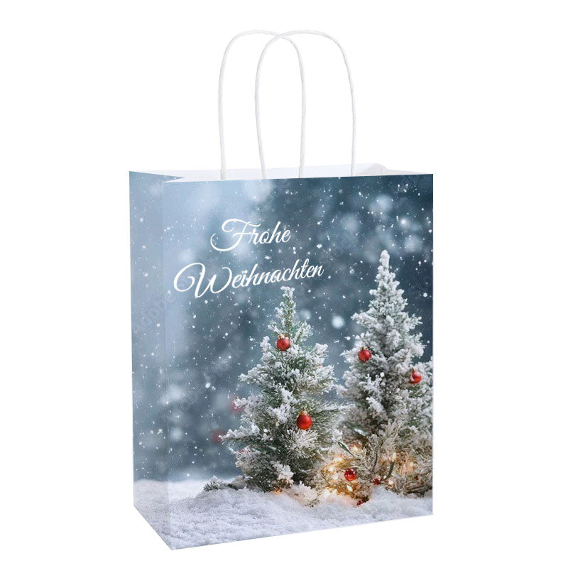 Snowy Forest Christmas Tree Kraft Gift Bag