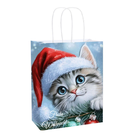 Santa Hat Kitty Christmas Gift Bag