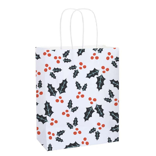 Noël Holly Kraft Gift Bag
