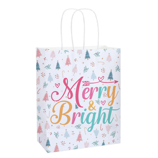 Merry & Bright Christmas Kraft Paper Bag