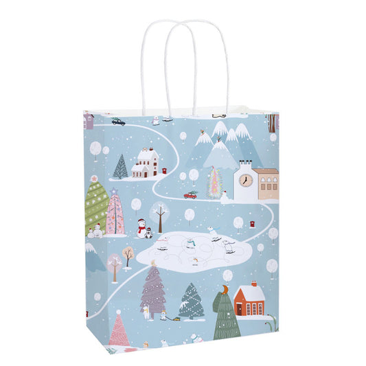 Winter Village Christmas Kraft Gift Bag