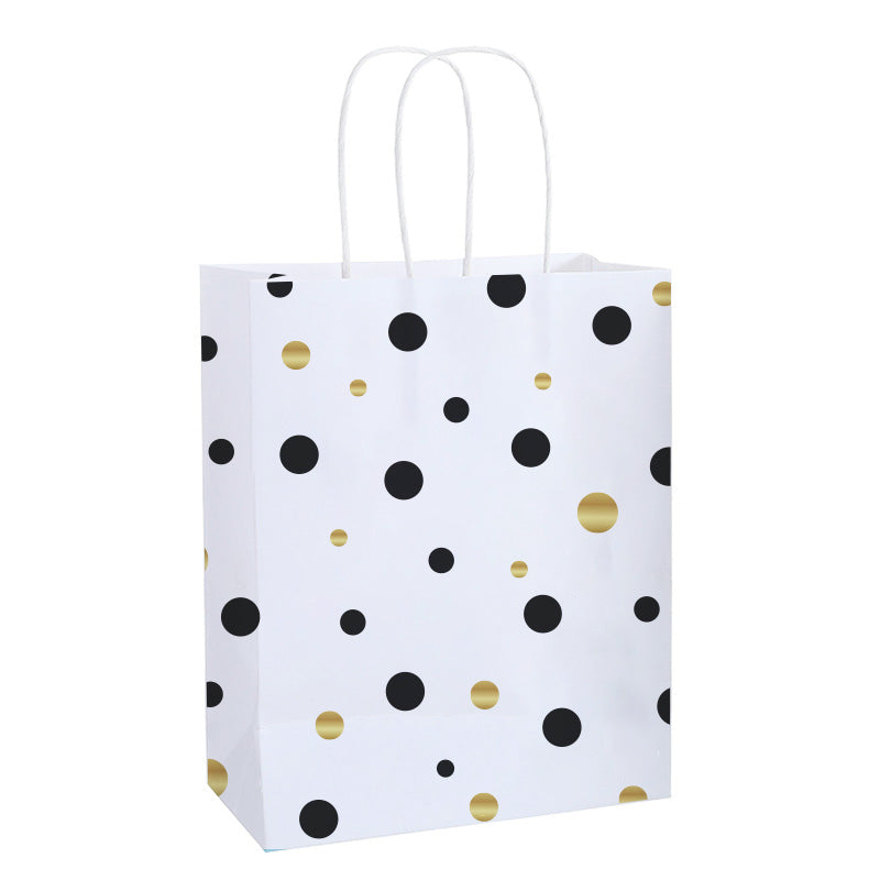 Black & Gold Dots Christmas Kraft Paper Bag