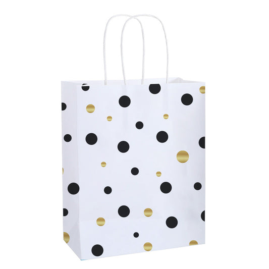 Black & Gold Dots Christmas Kraft Paper Bag