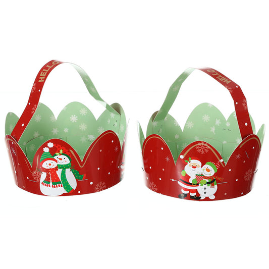 Christmas Snowman Round Paper Basket