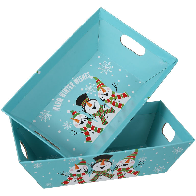 Blue Snowman Christmas Paper Box