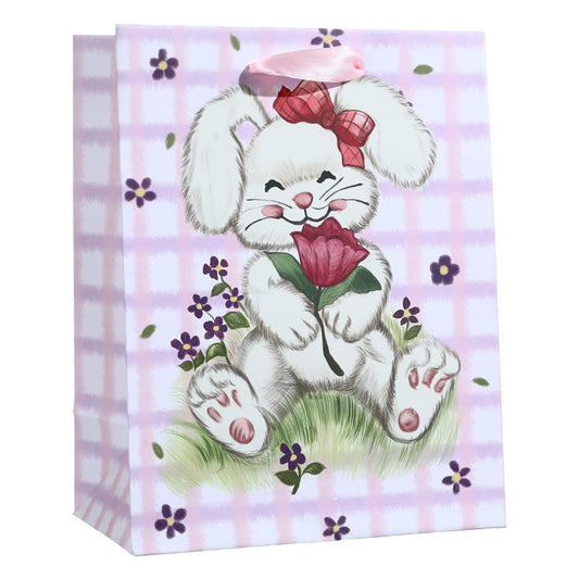 Easter Pink Plaid Bunny Gift Bag