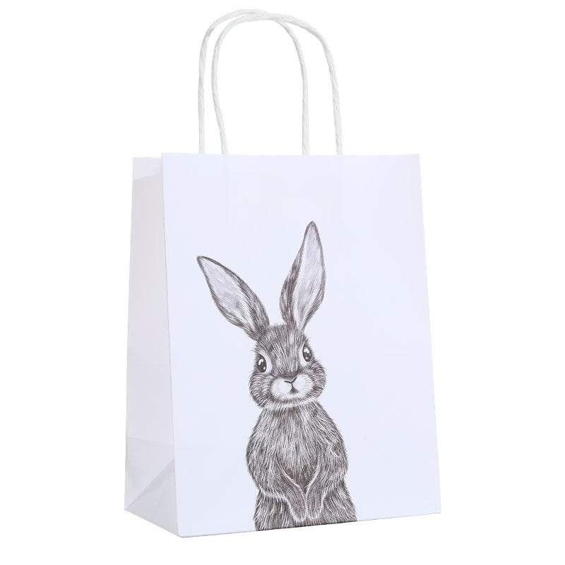 Pencil Sketch Bunny Easter White Kraft Gift Bag