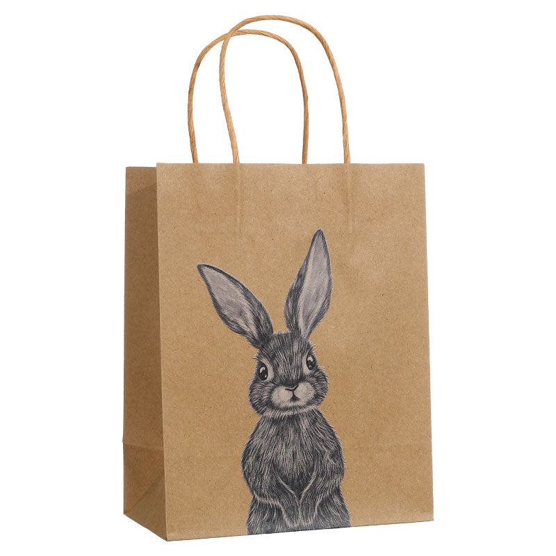 Pencil Sketch Bunny Easter Brown Kraft Gift Bag