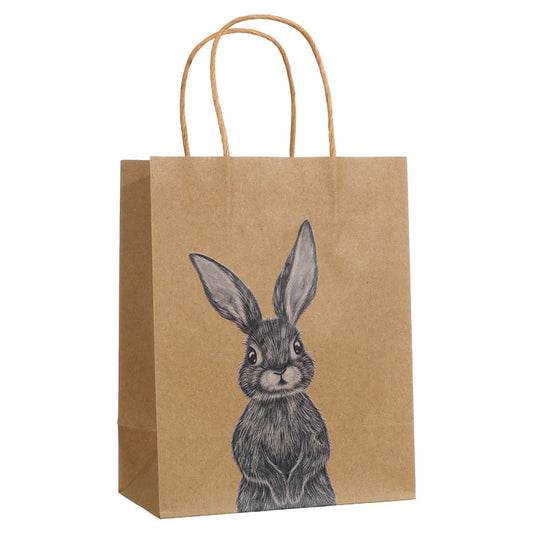 Pencil Sketch Bunny Easter Brown Kraft Gift Bag