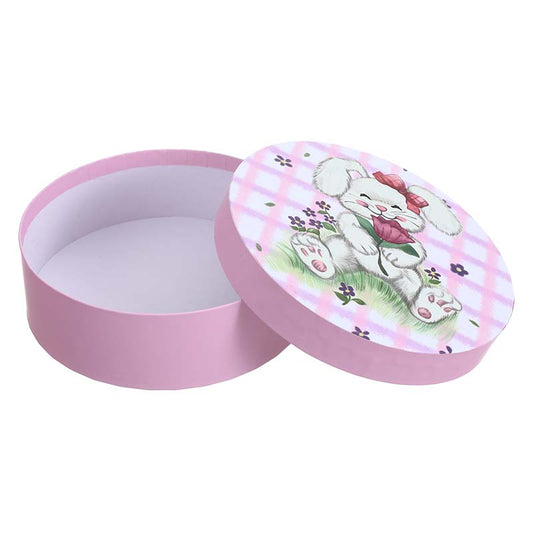 Easter Cute Bunny Pink Round Gift Box
