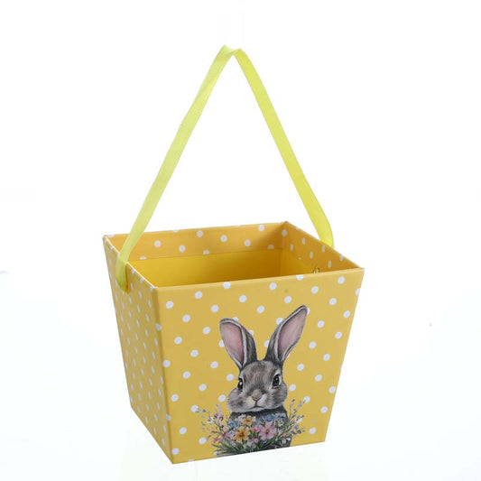 Easter Yellow Bunny Treat Box with Ribbon Handle