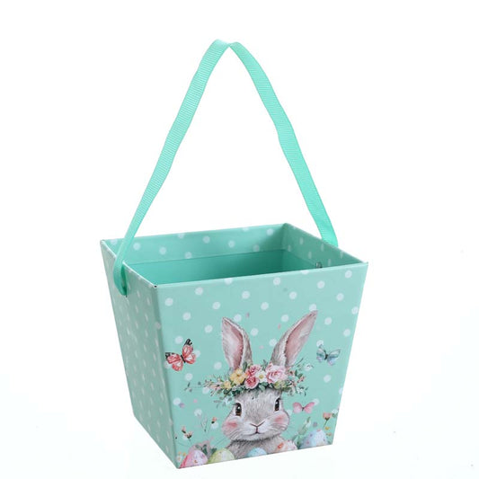 Easter Green Bunny Treat Box with Ribbon Handle
